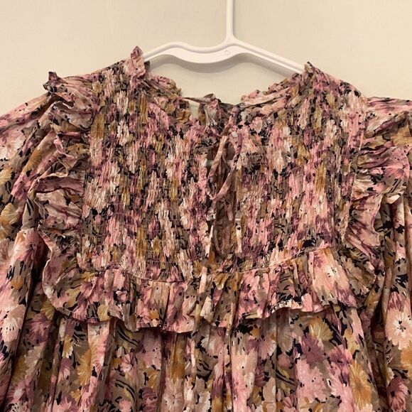 Silk & Salt floral ruffled blouse Size S Long sleeves - Picture 5 of 7